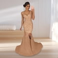 thumbnail image 3 of BAETEUY Women Evening Dress - Deep V Neck Split Hem Sequin Skinny Fishtail Hem Prom Dress, 3 of 7
