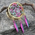 thumbnail image 3 of A Pair of Golden Dreamcatcher Feather Dangle Steel Ear Gauge Plug, 3 of 3