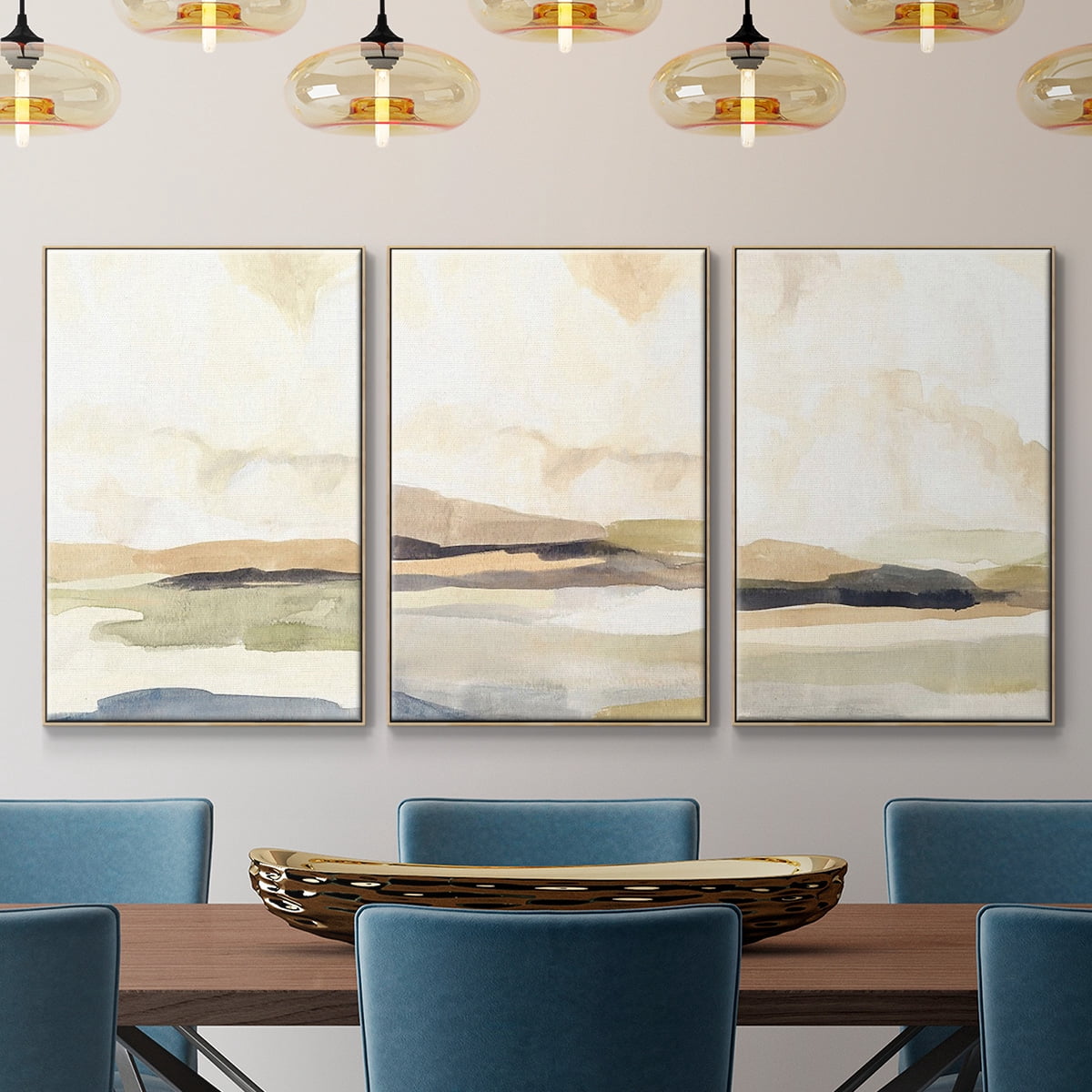 Abstract Neutral Tone Framed Wall Art – Slate Movement I – Premium Gallery Wrapped Canvas, L Floating Frame, 3 Piece Set, Ready to Hang