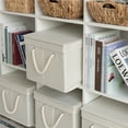 thumbnail image 2 of StorageWorks Fabric Storage Bins with Lids and Rope Handles Storage Fabric Bedroom, Off-White, 3PC, 2 of 10