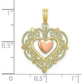 thumbnail image 4 of Avariah 14k Two-Tone Gold Yellow and Rose Heart w/Lace Trim Charm - 25.2mm, 4 of 6
