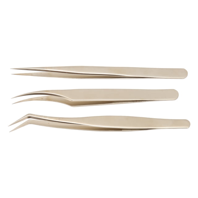 Lash Extensions Tweezers, Stainless Steel Anti Static Fine Tip Lash Tweezers Set for Home