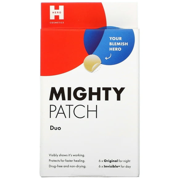 Hero Cosmetics, Puissant Patch Duo, 6 Patchs Originaux + 6 Invisibles
