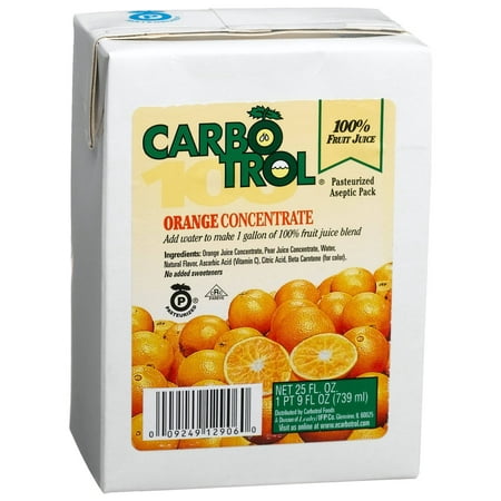 - Carbotrol 100% Juice Concentrate, Orange, 25-Ounce Aseptic Containers (Pack of 12)