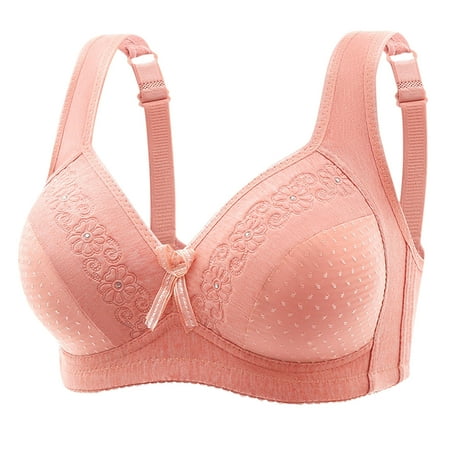 Summer Clearance! Ahuyic Summer Womens Bras Plus Size Bras for Women Ladies  Adjustable Lace Gathering Without Steel Ring Comfortable Upper Breast Sexy No Sponge Underwear