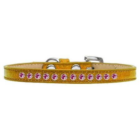 Crystal Collar - Bright Pink Crystal Size 10 Gold Puppy Ice Cream Collar