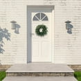 thumbnail image 3 of 18 Inch Artificial Eucalyptus Wreath with White Flowers Spring Summer Wreaths for Front Door Indoor Outdoor Rustic Farmhouse Greenery Flower Wreath Decor Wall Hanging Window Display, 3 of 5