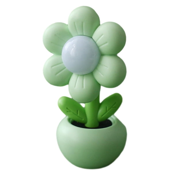 Lámpara de mesa pequeña con planta en maceta, lámpara de mesita de noche, lámparas de mesa novedosas, lámpara de flores en maceta para sala de estar, Verde
