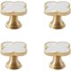 thumbnail image 1 of Pomos de trébol de latón macizo de 1,3 pulgadas, pomos para gabinete de baño, tiradores de cocina decorados de nácar, pomos y tiradores de cajones de oro cepillado (4, blanco), 1 of 5