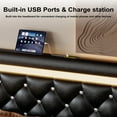 thumbnail image 6 of LIKIMIO Queen Bed Frame with LED Light,PU Leather Platform Bed,Charging Station, 4 Storage Drawers,Adjustable Crystal Button Tufted Headboard, No Box Spring Needed, Black, 6 of 8