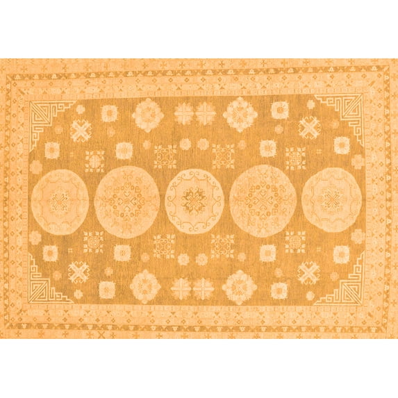 Ahgly Company Indoor Rectangle Oriental Orange Traditional Area Rugs, 7' x 9'