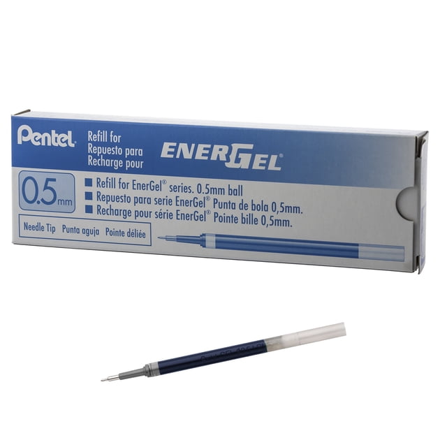 Recarga de Tinta Pentel EnerGel Punta Aguja 0.5mm Fina Paquete de 12