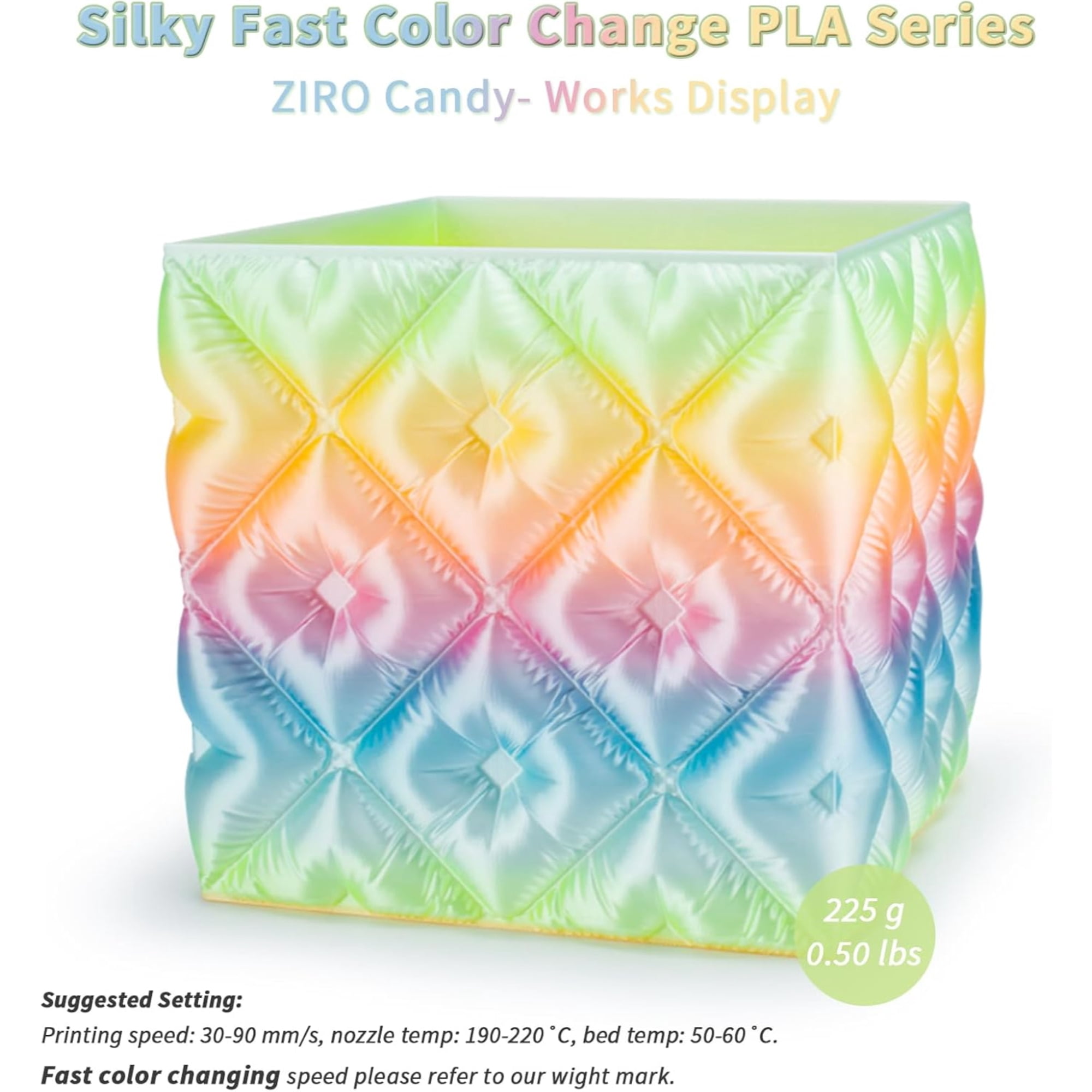 Ziro 3D Gradient Silk PLA Filament 1.75mm 1kg, Candy