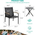 thumbnail image 3 of Vongrasig 3-Piece Patio Bistro Set, Outdoor Small Furniture Set Textilene Fabric Conversation Bistro Sets Porch Chairs with Coffee Table for Patio, Balcony, Porch,Yard (Black), 3 of 7