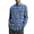 thumbnail image 4 of Men‘s Large Size Button Printing Lapel Coat Jacket Top Blouse Shirt, 4 of 6