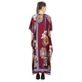 thumbnail image 6 of Miss Lavish London Women’s Floral Ethnic Polyester Kaftan Dress with V Neck & Side Slits- Maroon, 3XL, 6 of 6
