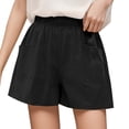 thumbnail image 2 of Shorts for Women 2026 Summer Cotton Linen Elastic Waist Lightweight Wide Leg Relaxed Fit Casual Shorts with Pockets, 2 of 6