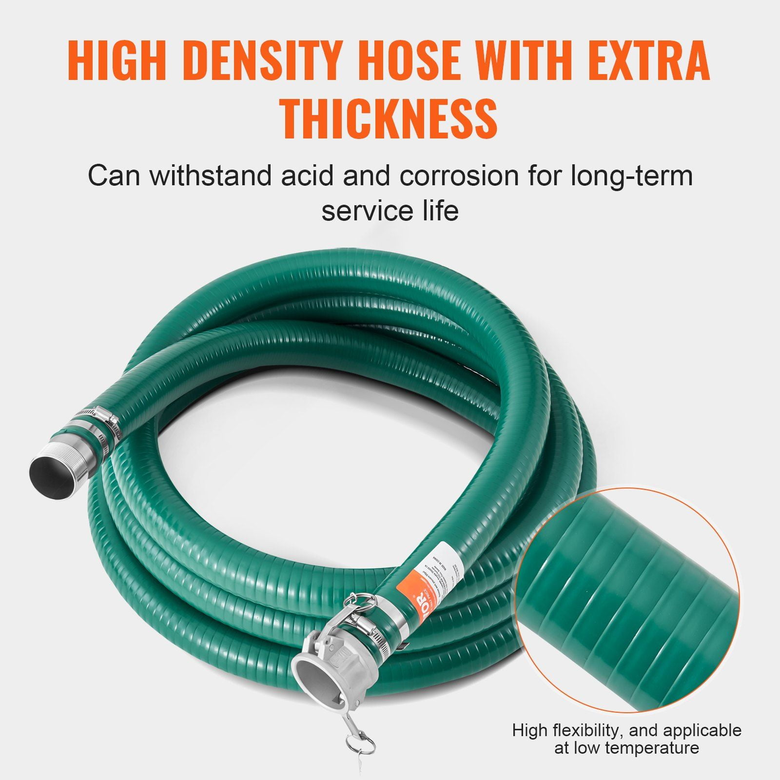 2 in x 20 ft Green Heavy-Duty Suction Hose with Complete Fittings – High-Quality, Durable & Flexible