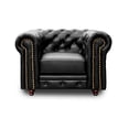 thumbnail image 1 of Sillón Individual de de Piel Genuina Clásico Capitonado, 1 plaza, Modelo Chesterfield P/V, Color Negro, Elegante, cómodo y Moderno, Hecho en Mexico. Medidas 110 X 90 X 80 cm., 1 of 7