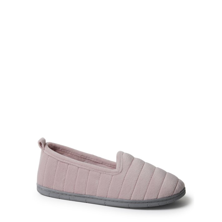 DF by Dearfoams Women's Rachel Quilted Velour Closed Back Slippers