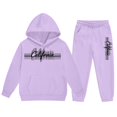 thumbnail image 5 of RUTAYY Boys 2 Piece Clothing Set Letter Graphic Long Sleeve Pullover Hoodie Elastic Waist Sweatpants Street Wear, Purple, 5 of 6