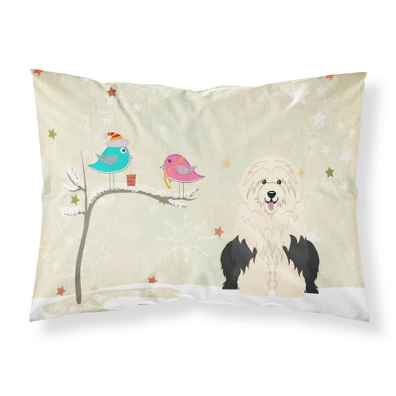 Christmas Presents between Friends Old English Sheepdog Fabric Standard Pillowcase