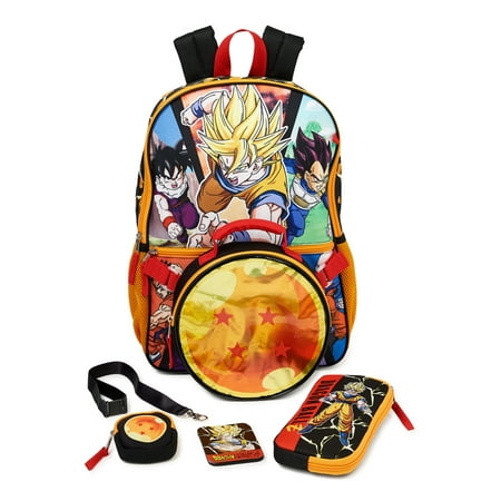 Dragon Ball Z Boys' 17" Backpack with Lunchbox 5-Piece Set