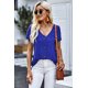 thumbnail image 4 of ABPHQTO Blusa de mujer con cuello en V y manga corta con detalles de botones azules, 4 of 5