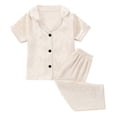 thumbnail image 5 of Xudanell Toddler Baby Girls Pajamas Silk Satin Short Sleeve Botton Shirt Tops Shorts Set Summer Sleepwear Lounge Pjs (6-12 Months,White), 5 of 6