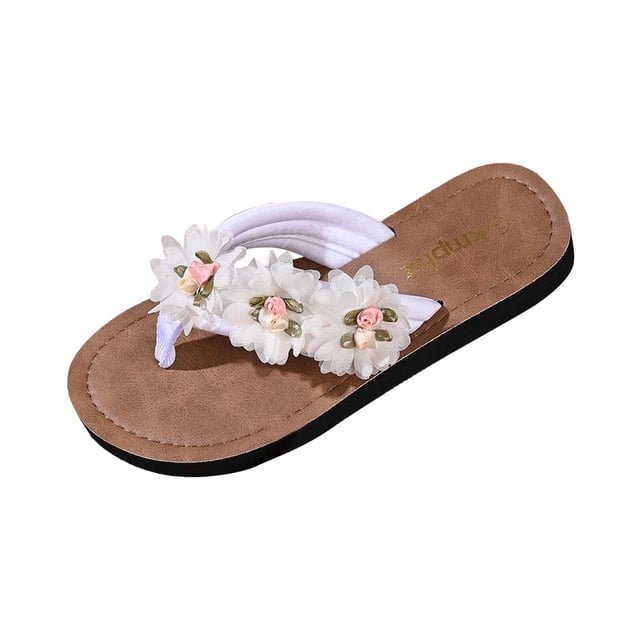 Sandalias de Mujer Cómodas Caminando de Moda Casual Floral Zapatos de Tamaño Mayor Flops Ligeros para Desgaste Al Aire Libre Sandalias de Playa