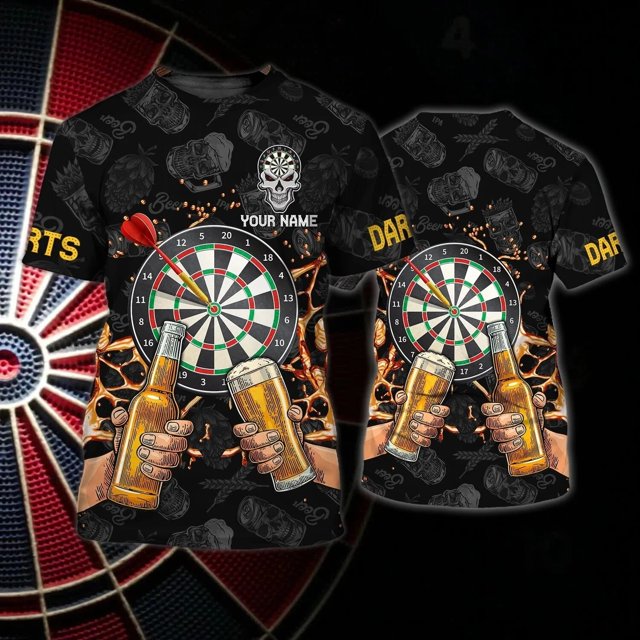 PLstar Cosmos-camiseta personalizada con estampado 3D de cerveza y dardos para hombre, ropa Harajuku, informal, Unisex, de manga corta, de verano, DW78Adult size L Gao Jinjia LED