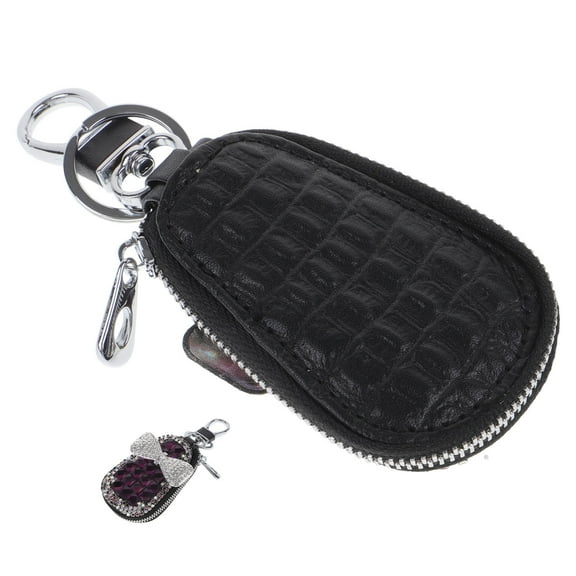 HONMEET 1Pack Rhinestone Key Pouch Purple Microfiber Car Key Case Protective Cover for Women