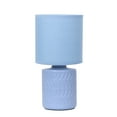 thumbnail image 2 of Simple Designs 10.04" Chic Glow Mini Floral Patterned Ceramic Table Lamp, Monochromatic Drum Shade, For Bedroom, Office, Living Room, Kids Room, Modern Home Decor, Blue, 2 of 6