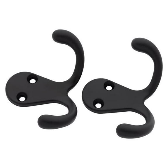 National Hardware 5060147 1.76 in. Medium Matte Black Metal Double Hook - 35 lbs - Pack of 2