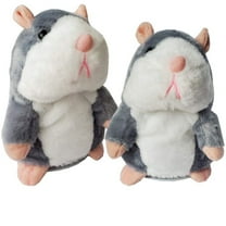 Plush Interactive Toys Talking Hamster Repeats What You Say Talking Stuffed Animal Talk Back Hamster Toy for Kids Interactive Hamster Toy for Birthday Funny Gift Kids Early Learning, 2Pack, Gray