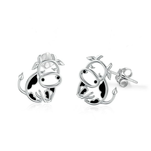 Cow Earrings 925 Sterling Silver Cow Drop/Stud Earrings for Women Cow Gifts for Birthday