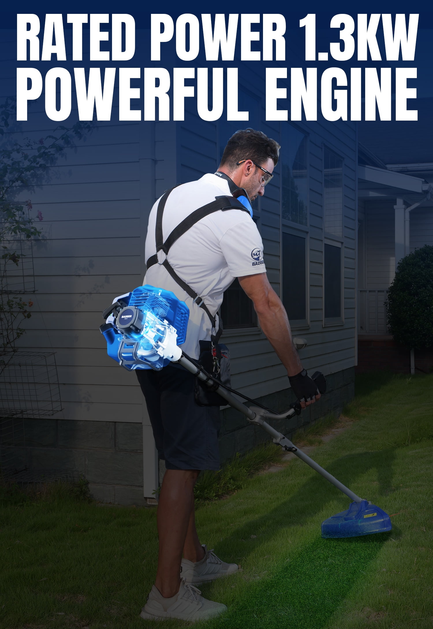 Wild Badger Power String Trimmer/Edger/Brush Cutter 52cc 18" Gas Weed Eater/Wacker 3 in 1