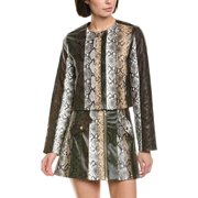 Cynthia Rowley womens Vegan Leather Patchwork Jacket, xs, Green