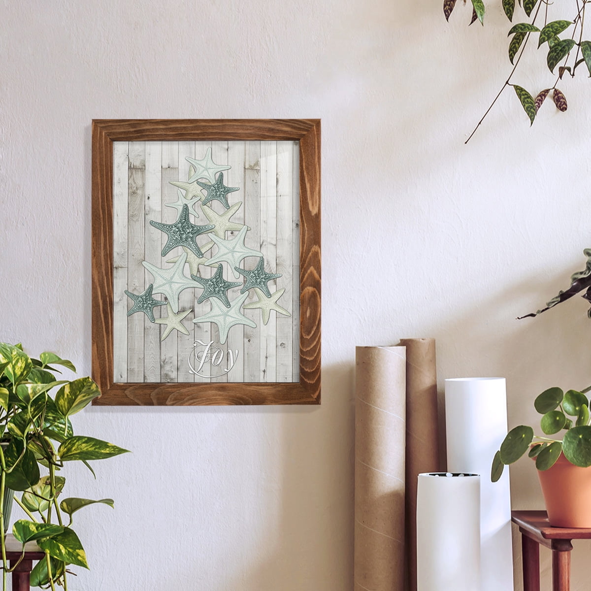 Coastal Christmas III -Framed Print w/glass-Walnut