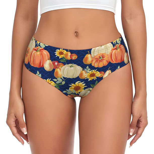 Balery fall Pumpkin Daisy Ropa Interior de Algodón para Mujer con Dibujo – Braguitas Cómodas y Elásticas, Estilo Clásico-4X-Large