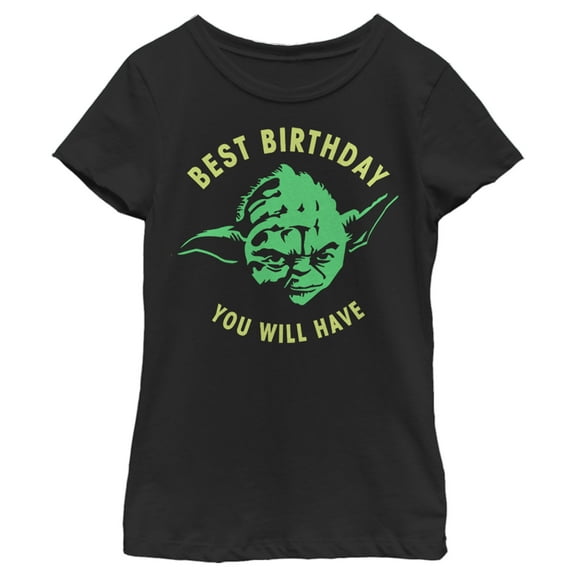 Girl's Star Wars Yoda Best Birthday You Will Have Stencil Graphic Tee Black X Large