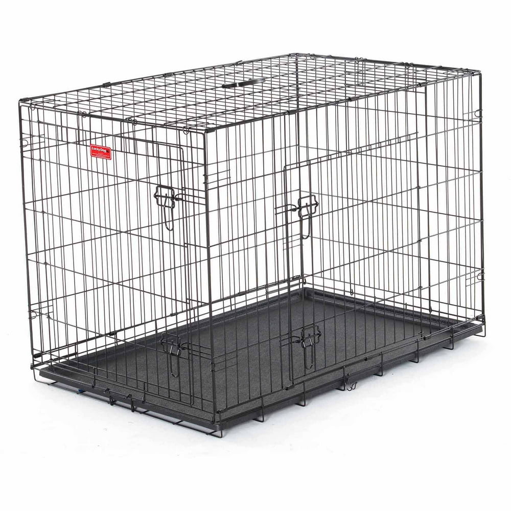 Lucky Dog Folding Black Wire 2 Door Training Crate, 42"