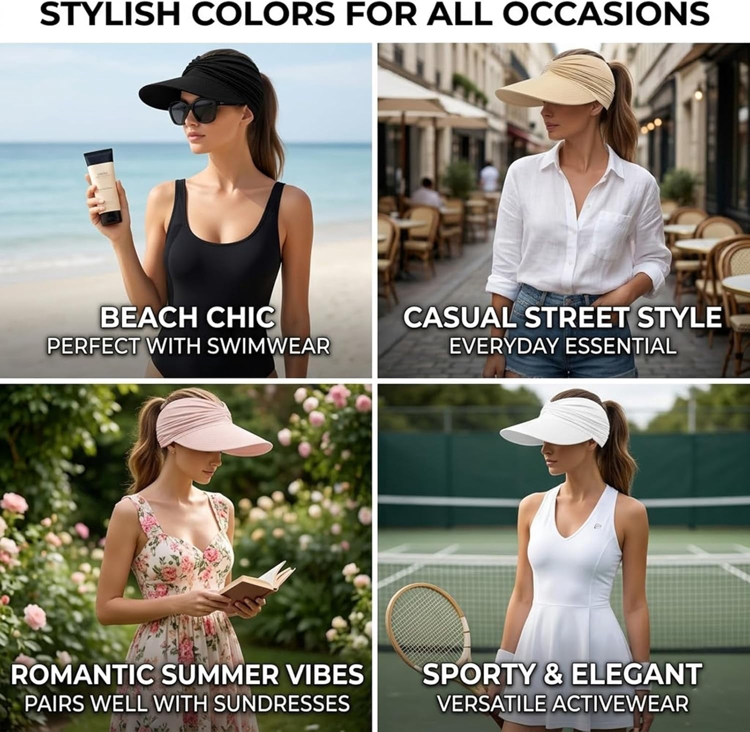 Exclaimyell Women's Sun Visor Hat with UPF 50+ Protection and Wide Brim