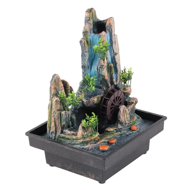 Fontaine de Bureau en Résine Résine Cascade Intérieure Décoration de Bureau avec Atomiseur pour Maison Bureau