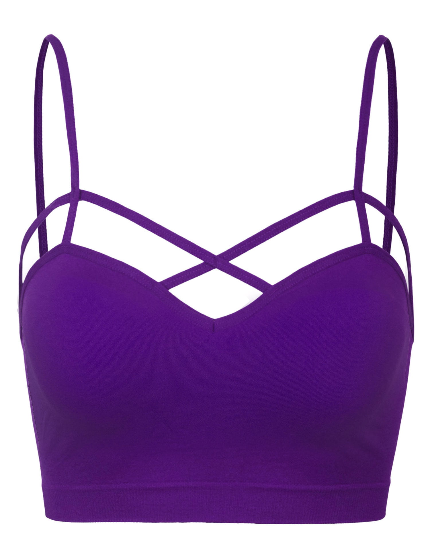 Women's Seamless Criss-Cross Front Bralette with Removable Bra Pads - KOGMO