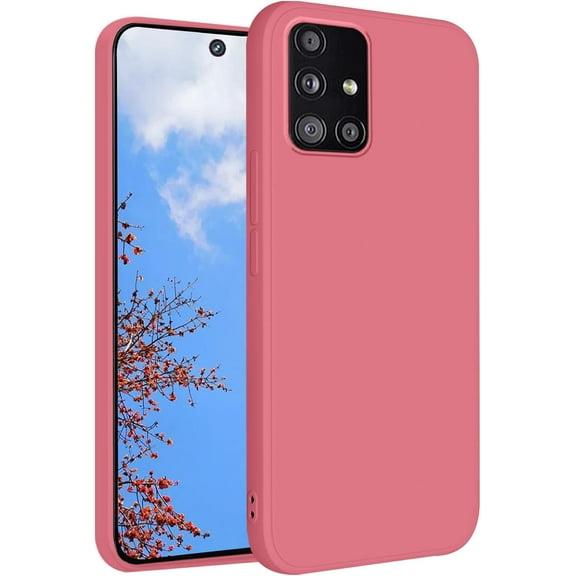 Compatible with Samsung Galaxy A51 5g Case Silicone Black Samsung A51 5g Phone Case Shockproof Thin Case Soft Cover (Camellia Red)