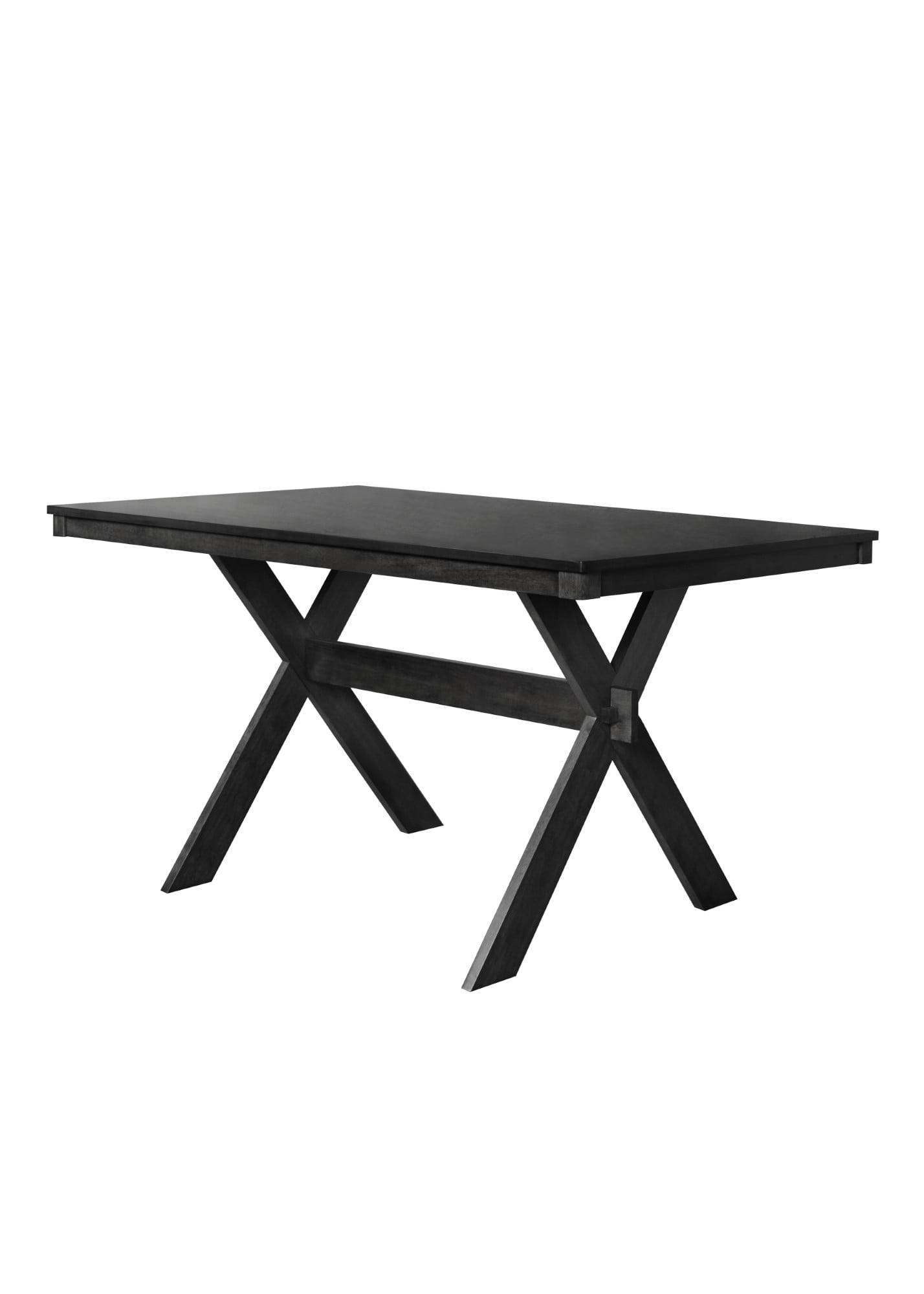 Home Design Oden Dining Table, Black, Rectangular top, Split-top design, X-shaped base, Natural woodgrain finish, Rustic-modern style, Sturdy construction, Durable and stylish