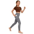 thumbnail image 4 of Busydd Girls Leggings with Pockets 4-13 Years Breathable Comfortable High Waisted Leggings for Girls Casual Stretch Solid Color Girls Pants 4 Years, 4 of 9