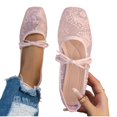 thumbnail image 4 of YSUEJPF Women's Lace Ballet Flats Hollow Embroidered Square Close Toe Mary Jane Shoes Summer Lightweight Cozy Flower Sandals, 4 of 9