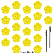 Fancy 20Pcs Hummingbird Feeders Replacement Flowers with Cleaning Brush , Bird Feeder Replacement Parts Feeding Ports Hummingbird Feeders for Outdoors Yellow